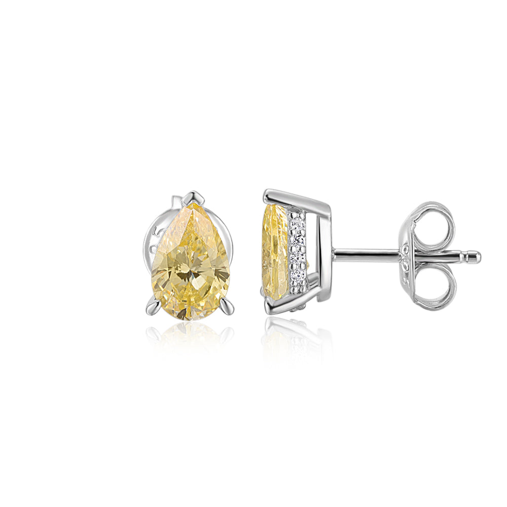 Pear and Round Brilliant stud earrings with 1.73 carats* of diamond simulants in sterling silver - Image 2