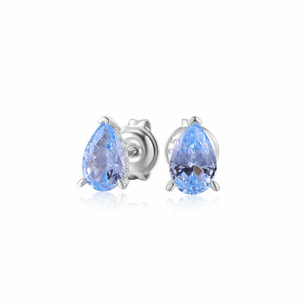 Pear stud earrings with blue topaz simulants in sterling silver