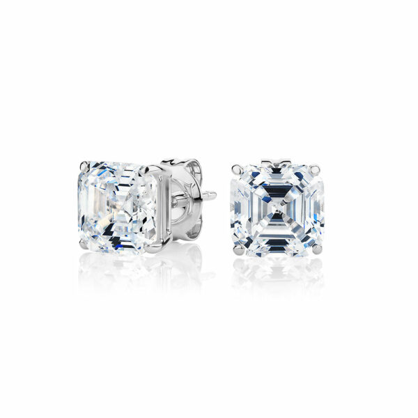 Asscher stud earrings with 3 carats* of diamond simulants in 10 carat white gold