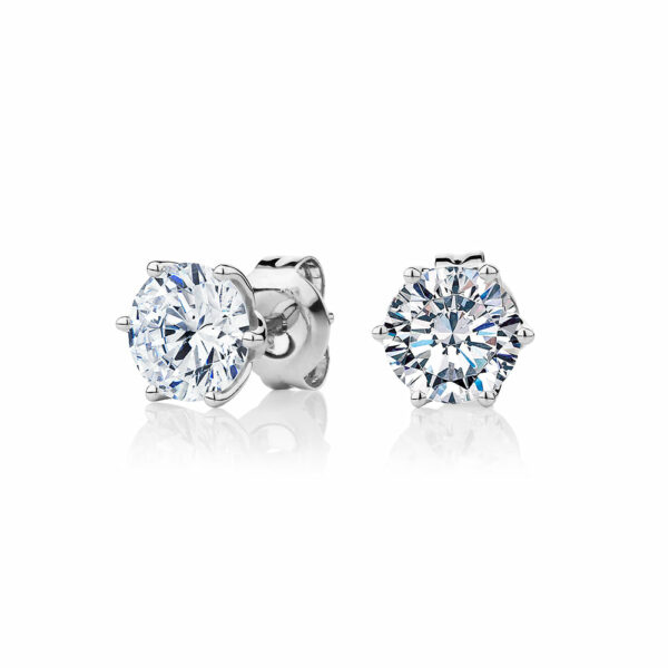Round Brilliant stud earrings with 2 carats* of diamond simulants in 10 carat white gold