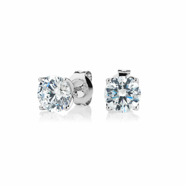 Round Brilliant stud earrings with 2 carats* of diamond simulants in 10 carat white gold