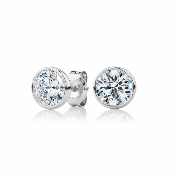Round Brilliant stud earrings with 2 carats* of diamond simulants in 10 carat white gold