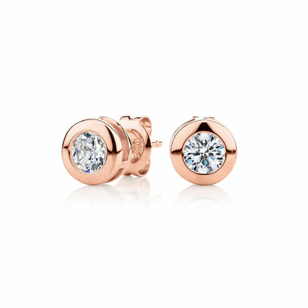 Round Brilliant stud earrings with 1 carat* of diamond simulants in 10 carat rose gold