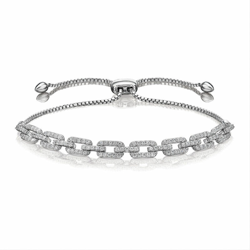 Slider bracelet with 0.84 carats* of diamond simulants in sterling silver