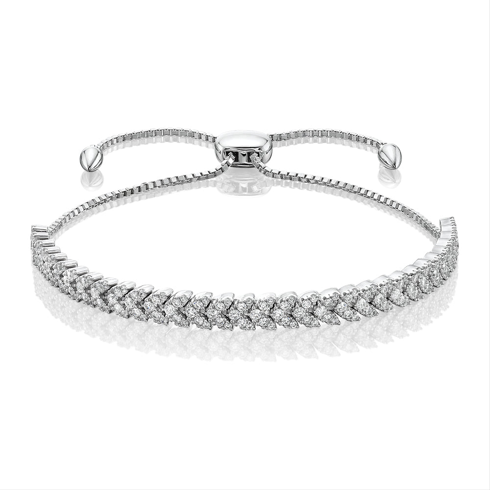 Slider bracelet with 1.44 carats* of diamond simulants in sterling silver