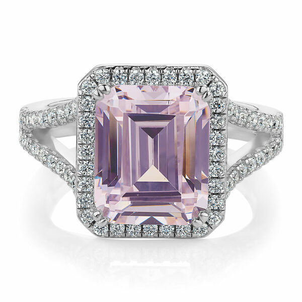 Dress ring with 5.69 carats* of diamond simulants in sterling silver