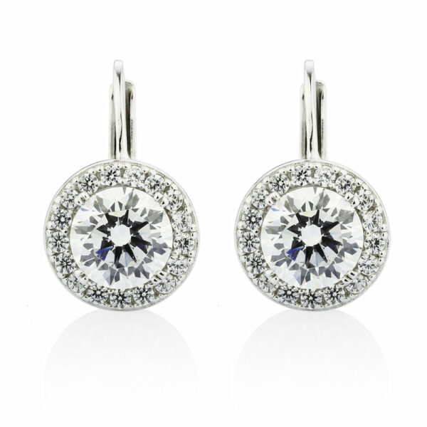 Round Brilliant drop earrings with 2.2 carats* of diamond simulants in sterling silver