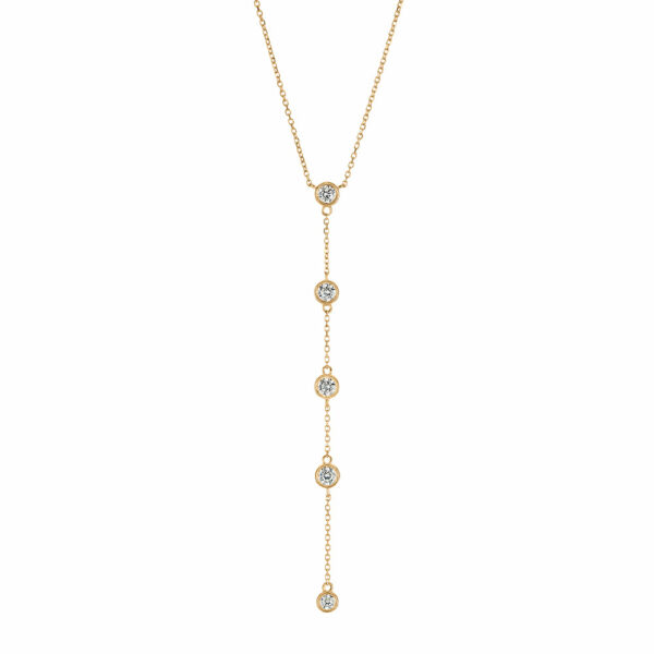 Necklace with 0.5 carats* of diamond simulants in 10 carat yellow gold