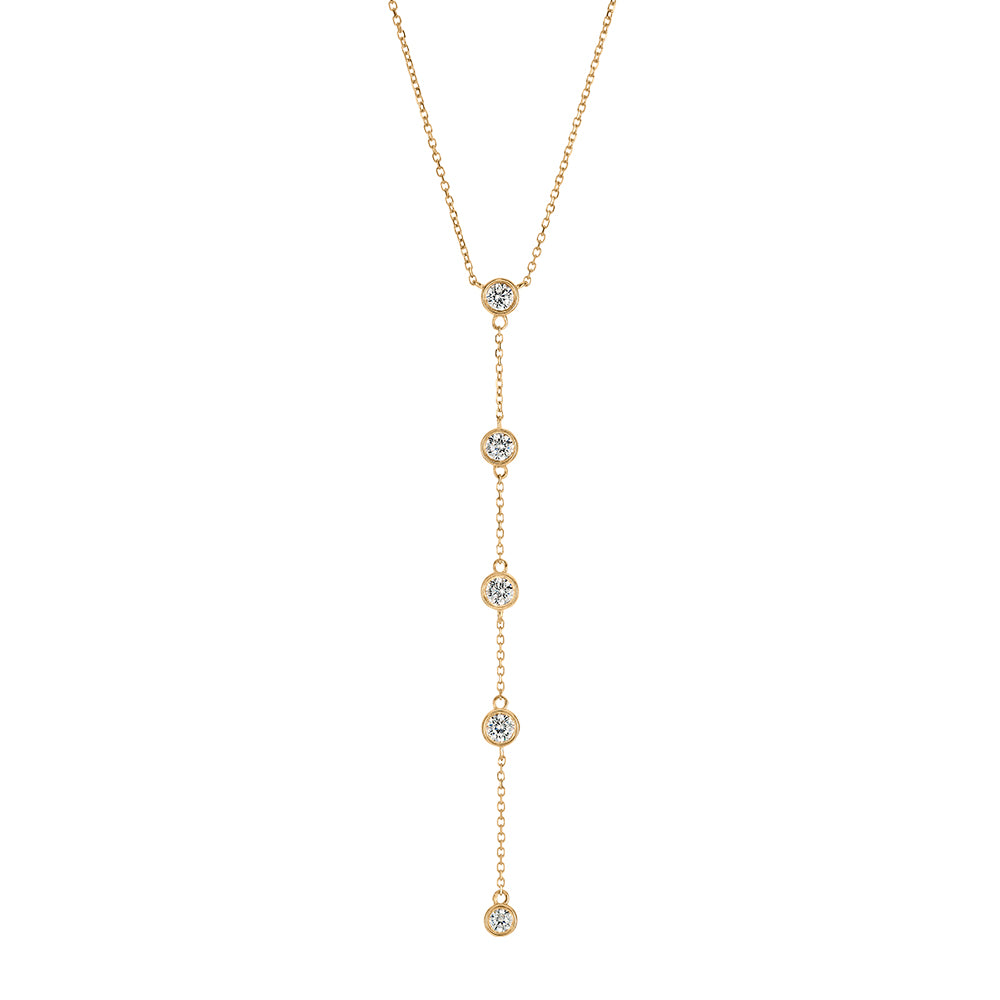 Necklace with 0.5 carats* of diamond simulants in 10 carat yellow gold