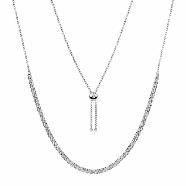 Slider necklace with 6.71 carats* of diamond simulants in sterling silver