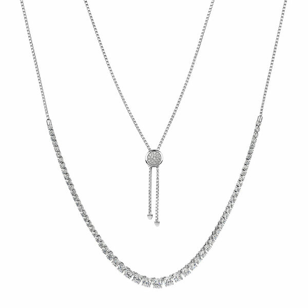 Slider necklace with 7.28 carats* of diamond simulants in sterling silver