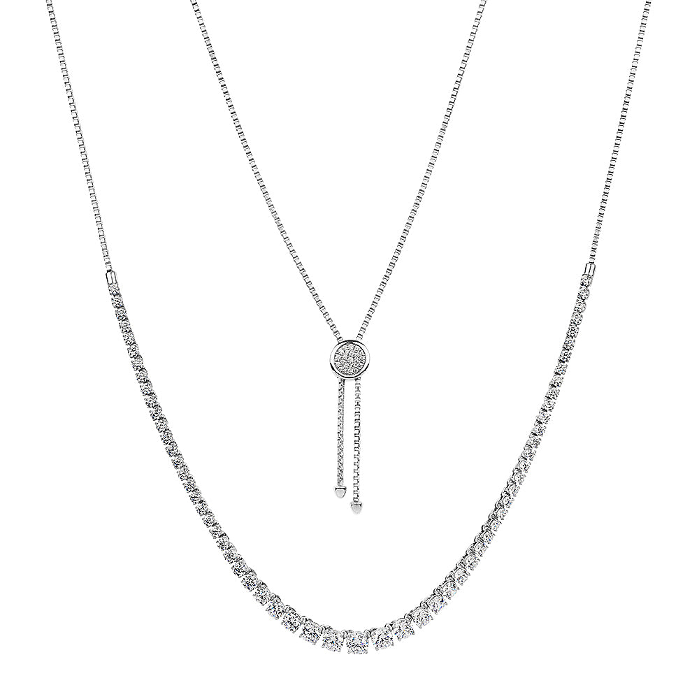 Slider necklace with 7.28 carats* of diamond simulants in sterling silver