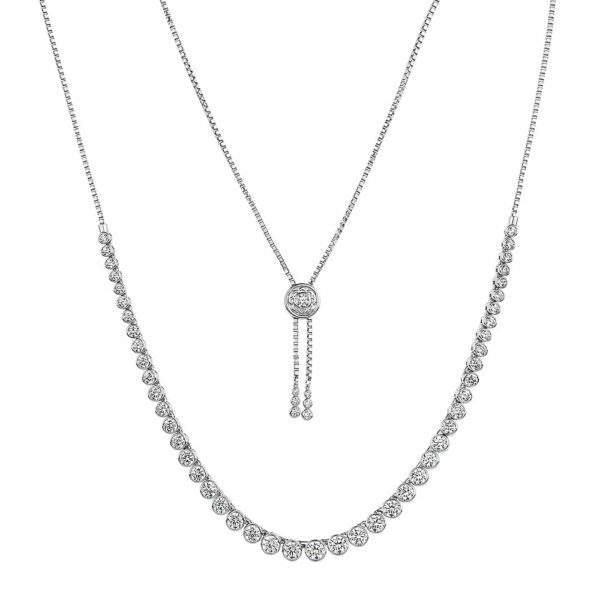 Slider necklace with 9.89 carats* of diamond simulants in sterling silver