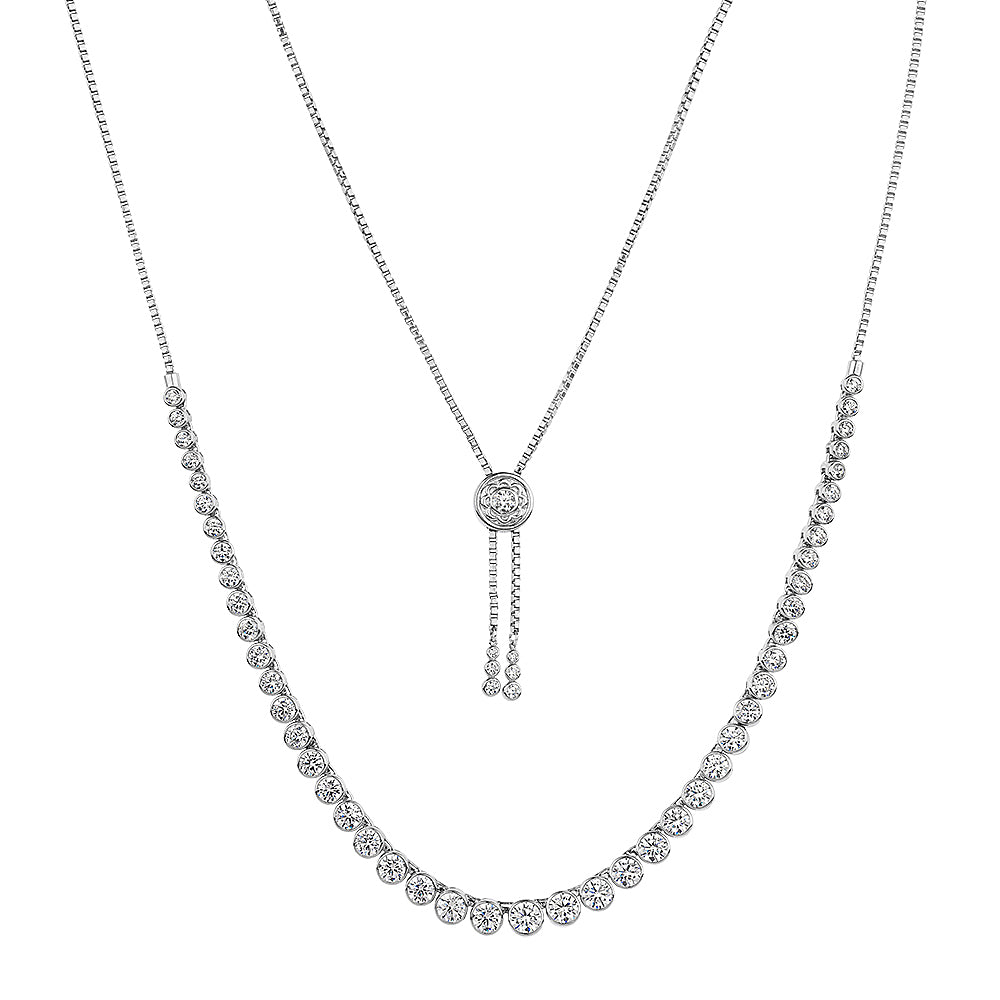 Slider necklace with 9.89 carats* of diamond simulants in sterling silver
