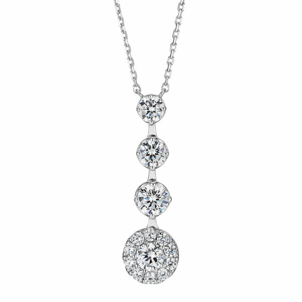 Celeste Round Brilliant drop necklace with 1.27 carats* of diamond simulants in sterling silver