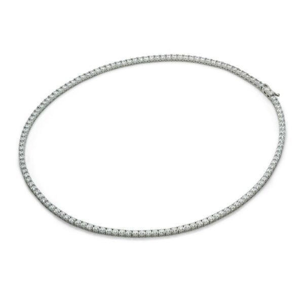 Round Brilliant tennis necklace with 19.72 carats* of diamond simulants in 10 carat white gold