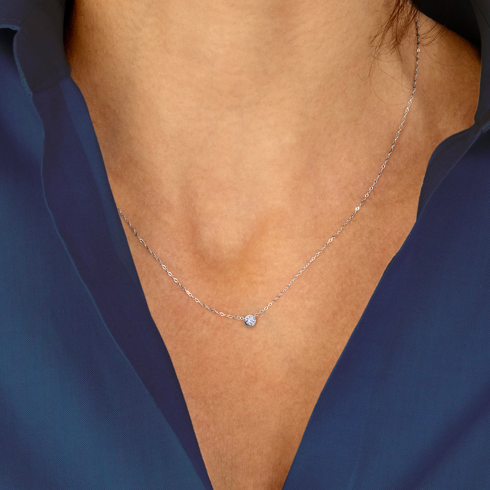 Premium Lab-Grown Diamond, 0.10 carat round brilliant solitaire necklace in 10 carat white gold - Image 3