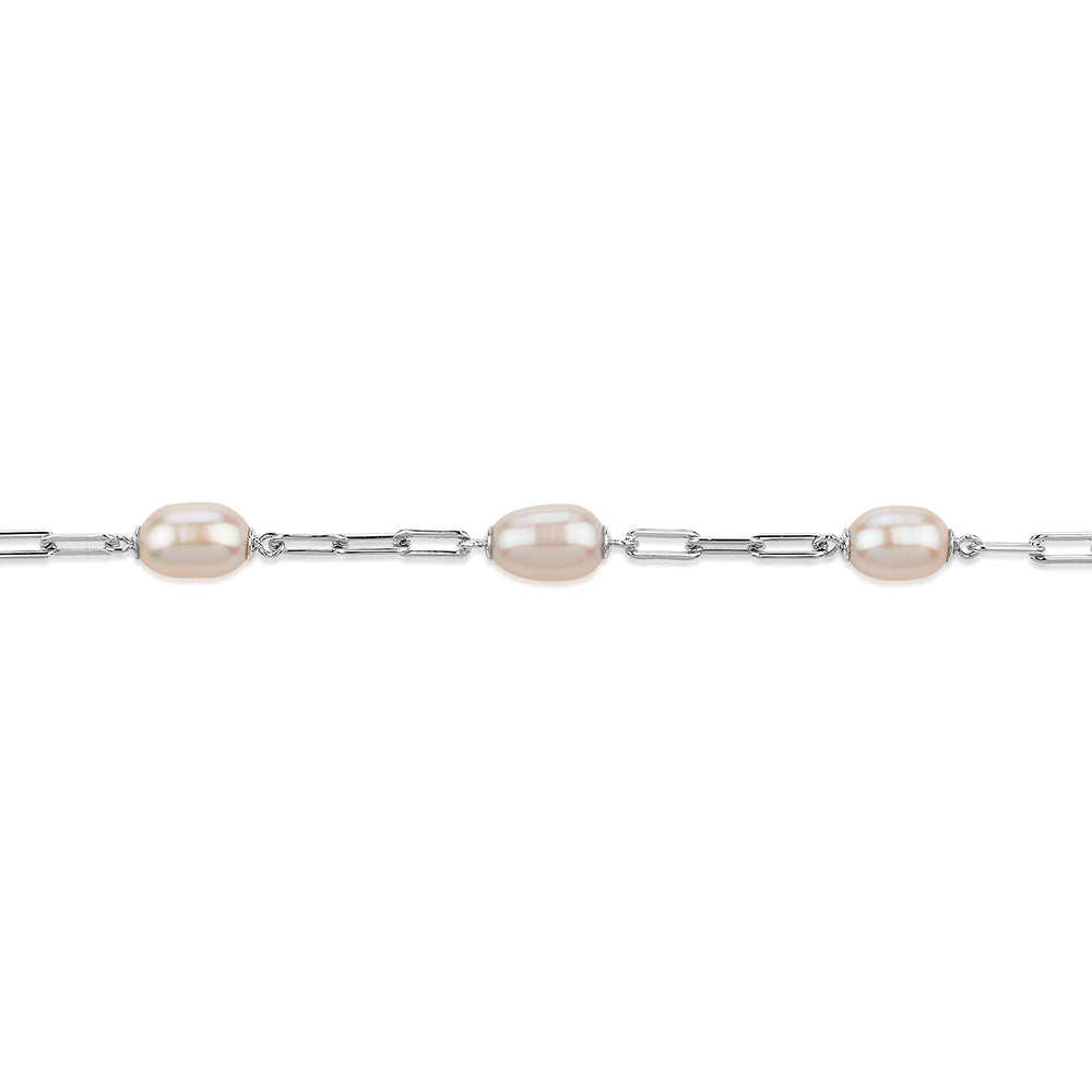 Cultured freshwater pearl necklace in sterling silver - Image 2