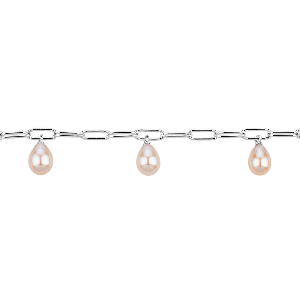 Cultured freshwater pearl necklace in sterling silver - Image 2