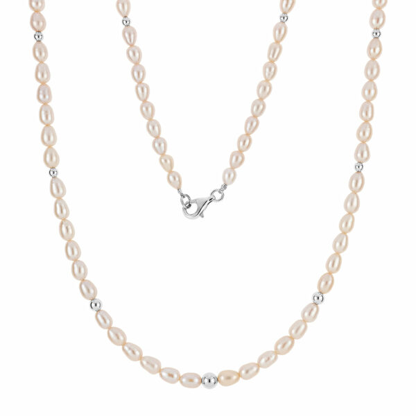 Cultured freshwater pearl necklace in sterling silver