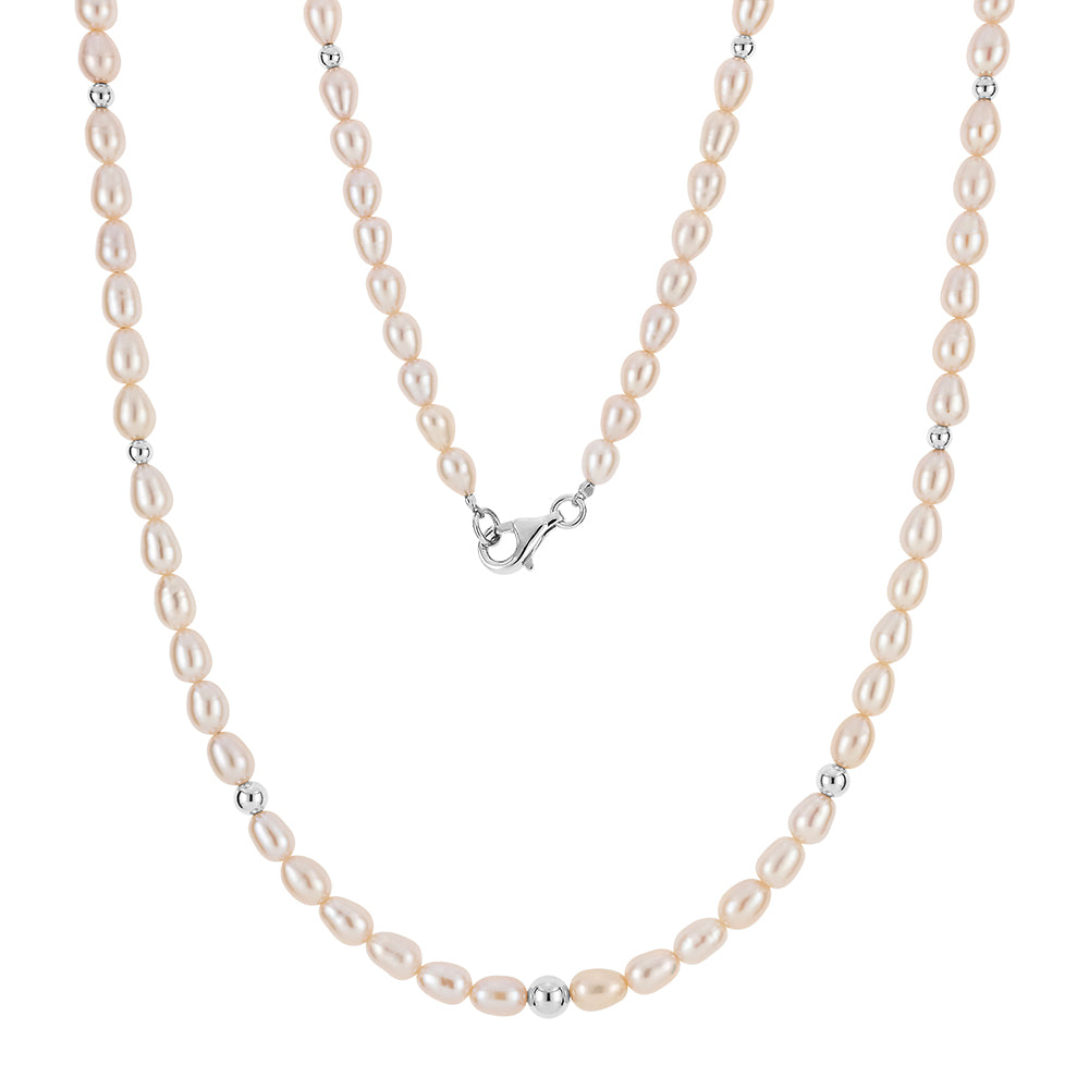 Cultured freshwater pearl necklace in sterling silver