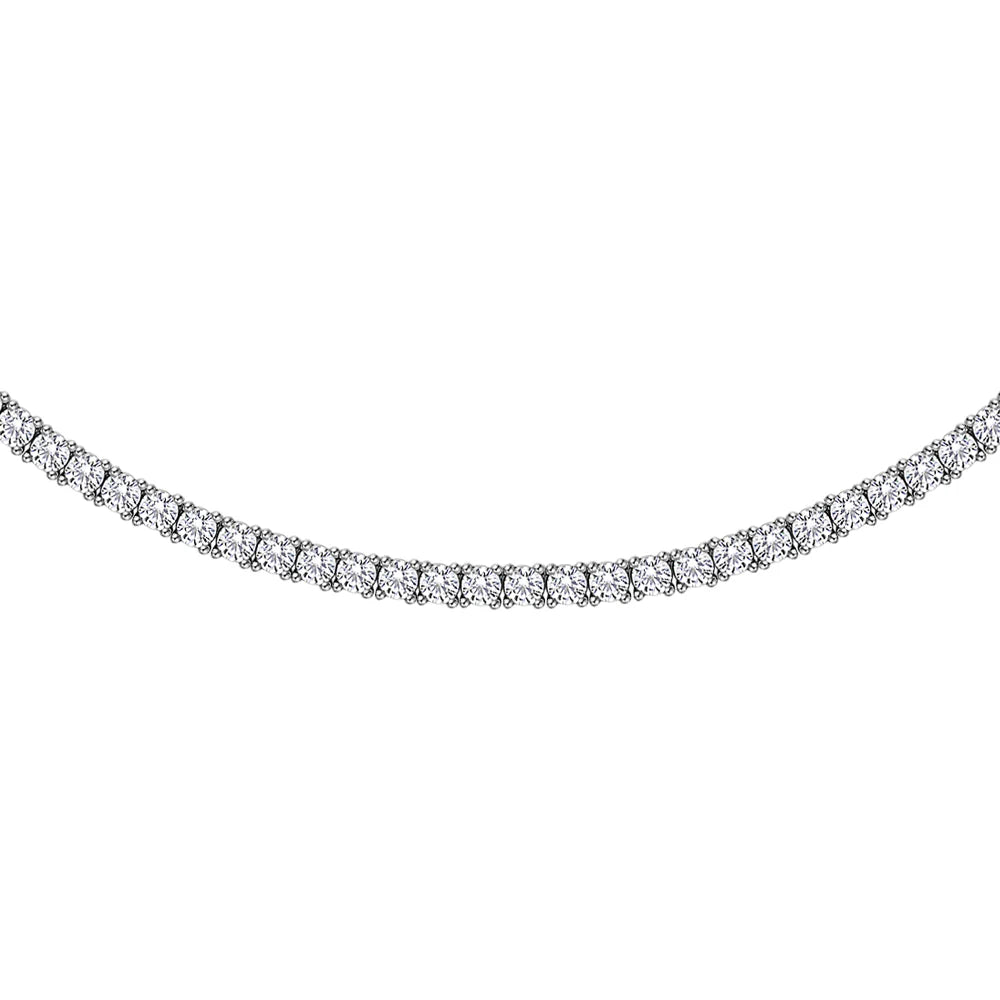 Signature Simulant Diamond 14.2 carat* TW round brilliant tennis necklace in sterling silver - Image 2