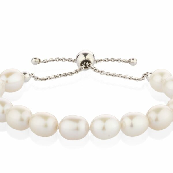 Cultured freshwater pearl slider bracelet in sterling silver