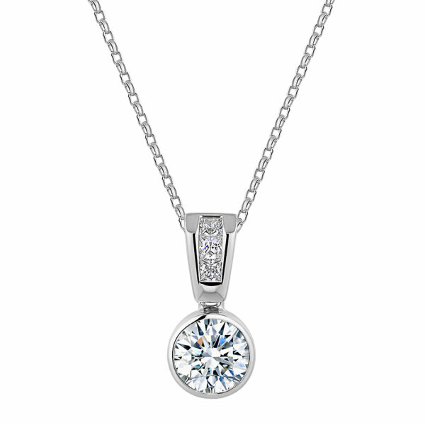 Fancy pendant with 1.21 carats* of diamond simulants in 10 carat white gold