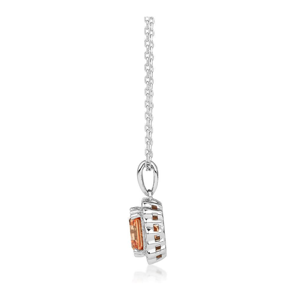 Halo necklace with 2.17 carats* of diamond simulants in sterling silver - Image 2