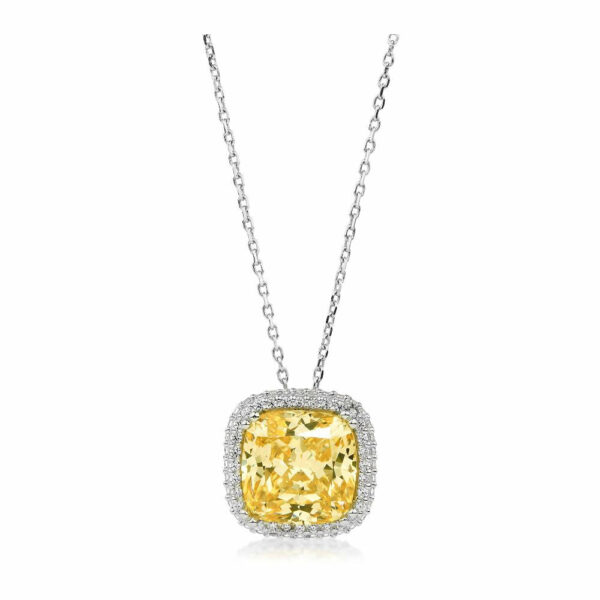 Halo necklace with 4.25 carats* of diamond simulants in sterling silver