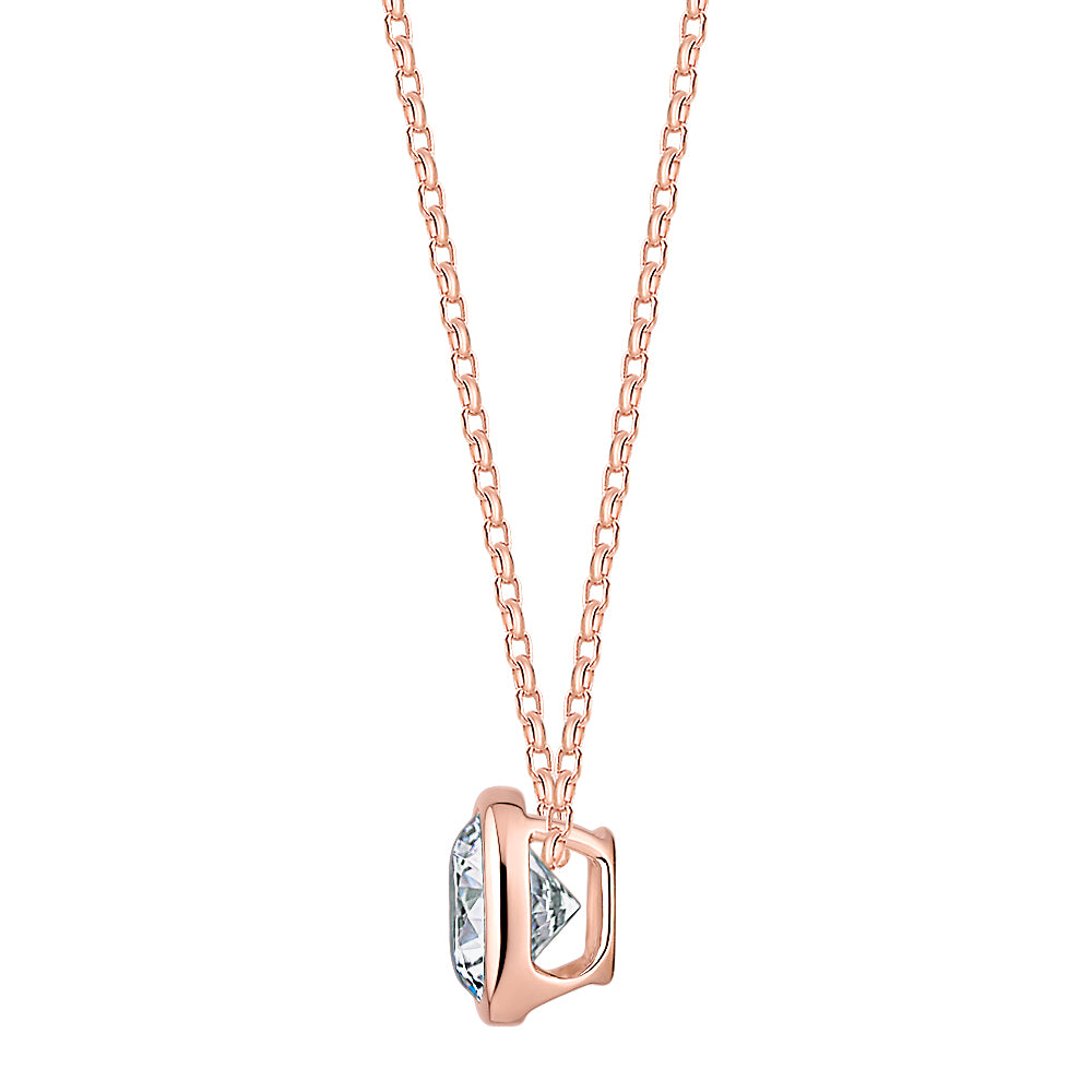 Round Brilliant solitaire pendant with 1.03 carat* diamond simulant in 10 carat rose gold - Image 2