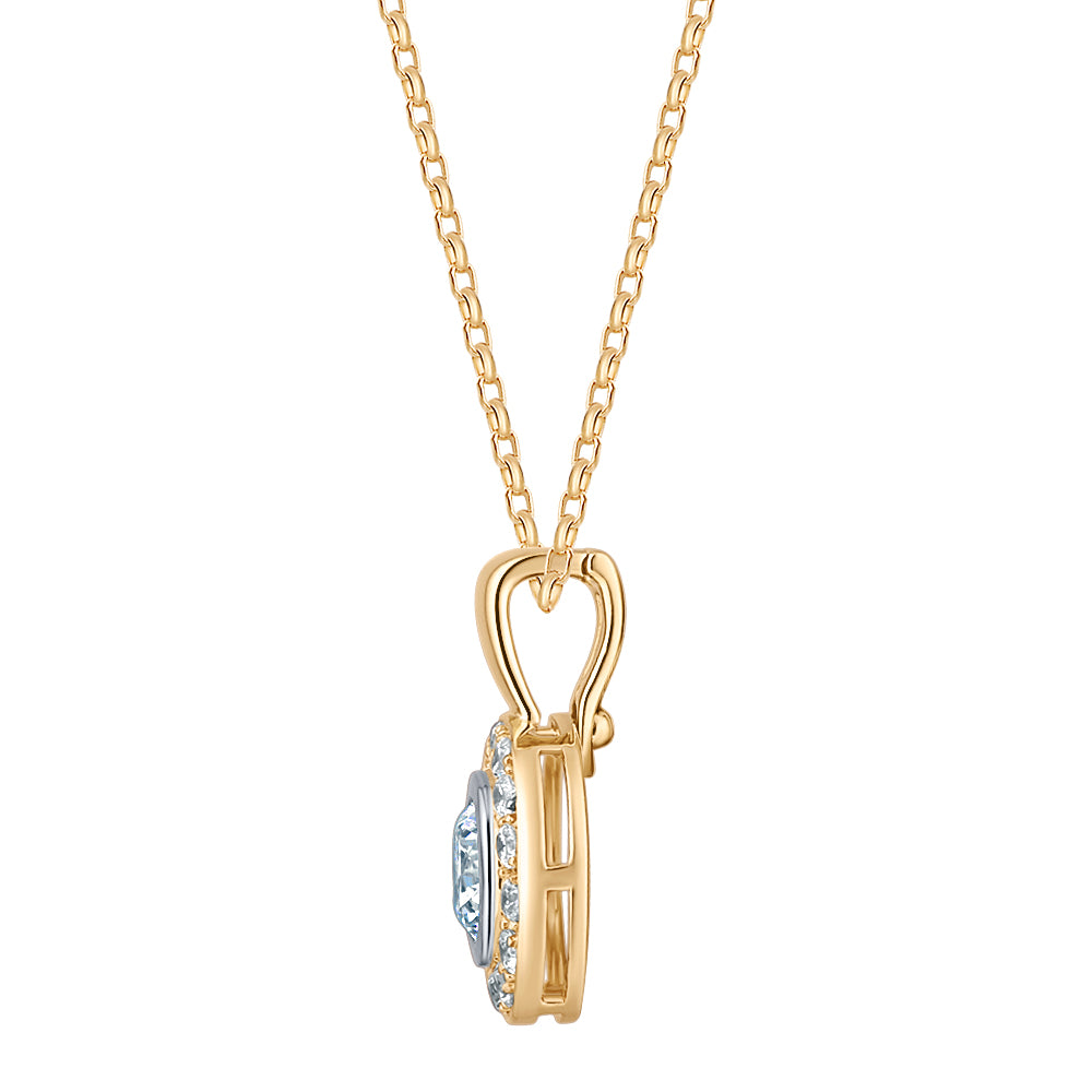 Halo pendant with 1.45 carats* of diamond simulants in 10 carat yellow and white gold - Image 2
