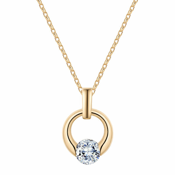 Round Brilliant solitaire pendant with 1.03 carat* diamond simulant in 10 carat yellow gold