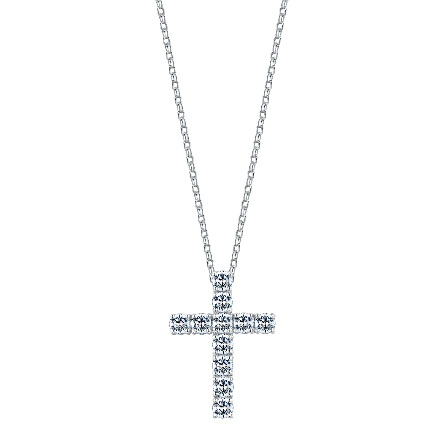 Cross pendant with 1.21 carats* of diamond simulants in 10 carat white gold