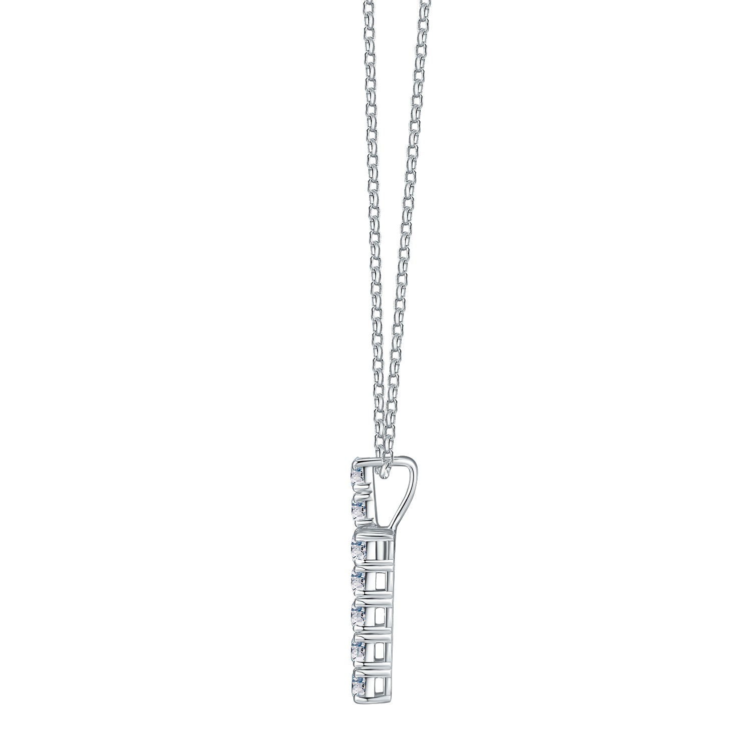 Cross pendant with 1.21 carats* of diamond simulants in 10 carat white gold - Image 2