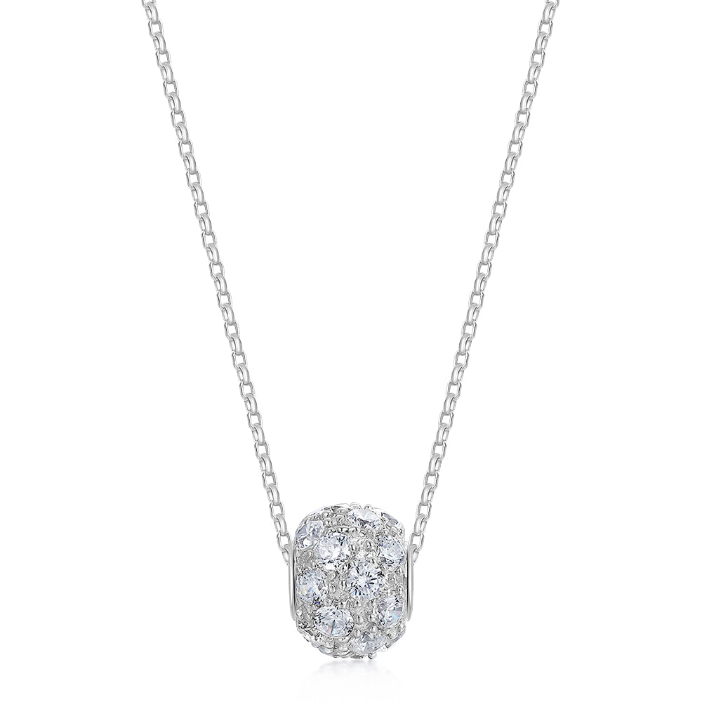 Round Brilliant pendant with 1.2 carats* of diamond simulants in sterling silver