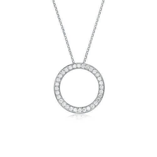 Circle pendant with 0.69 carats* of diamond simulants in 10 carat white gold