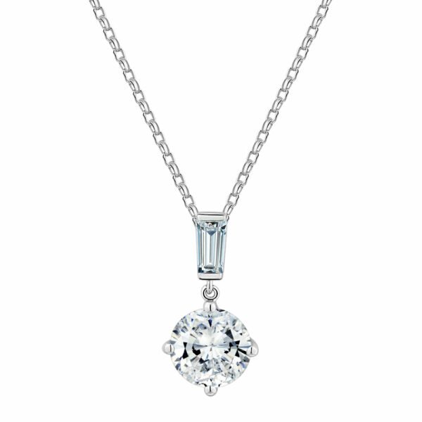Fancy pendant with 2.3 carats* of diamond simulants in 10 carat white gold