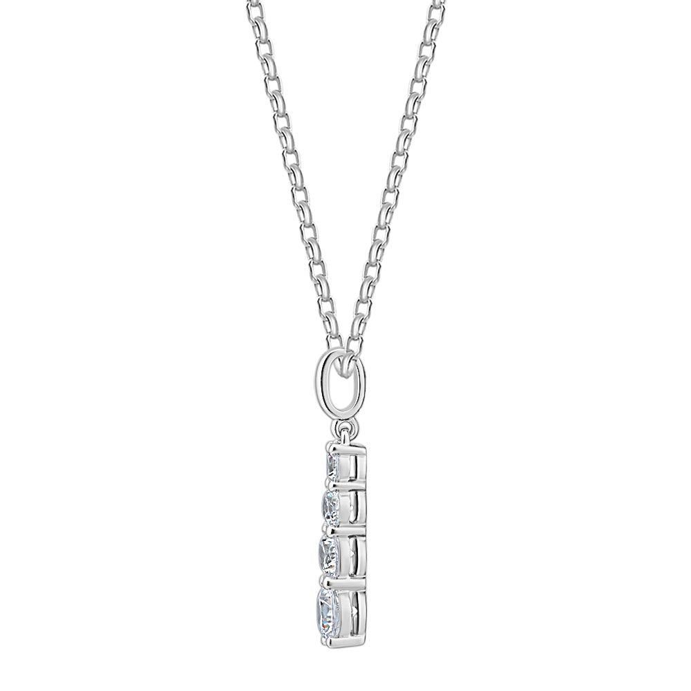 Fancy pendant with 0.62 carats* of diamond simulants in 10 carat white gold - Image 2
