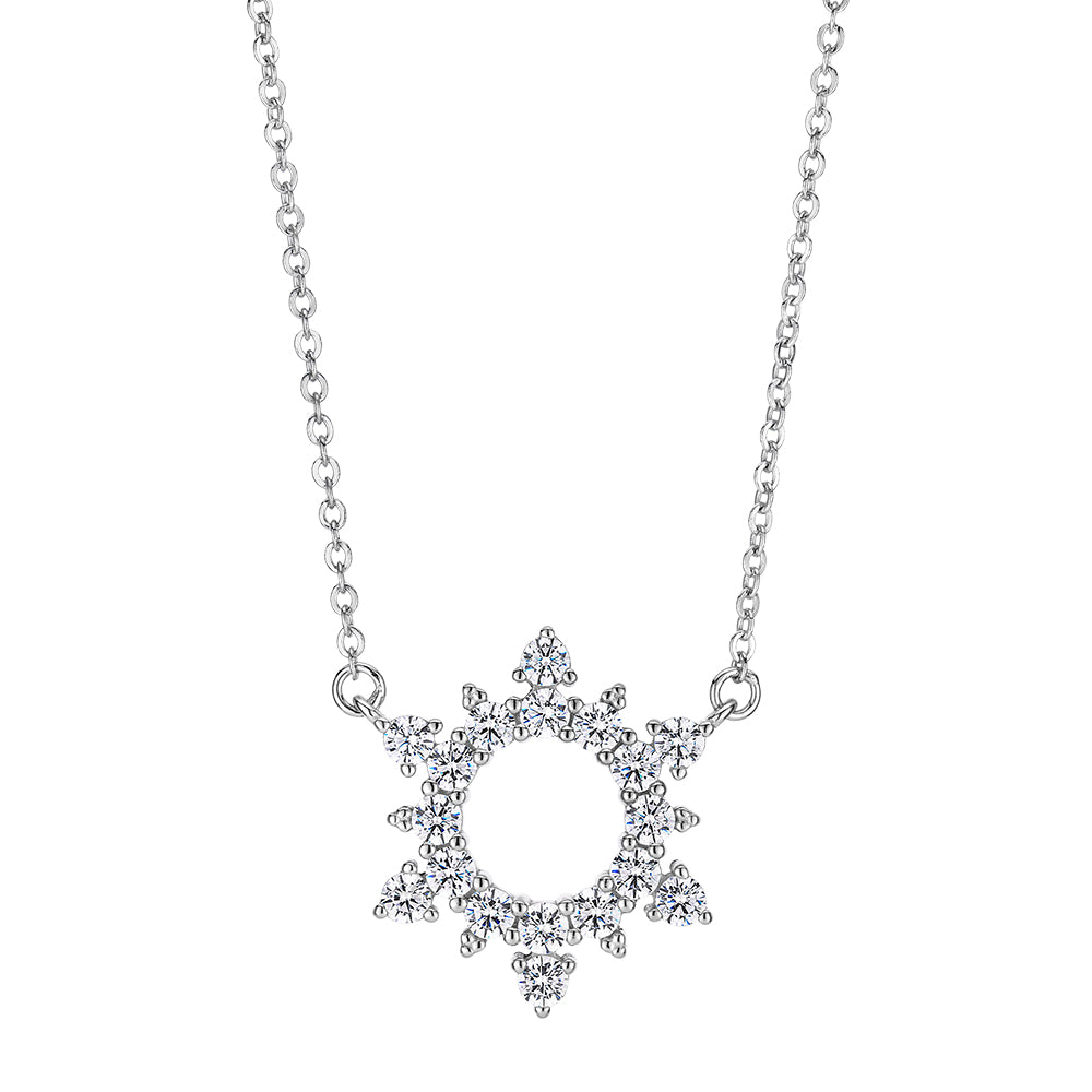 Round Brilliant diamond simulant necklace in sterling silver