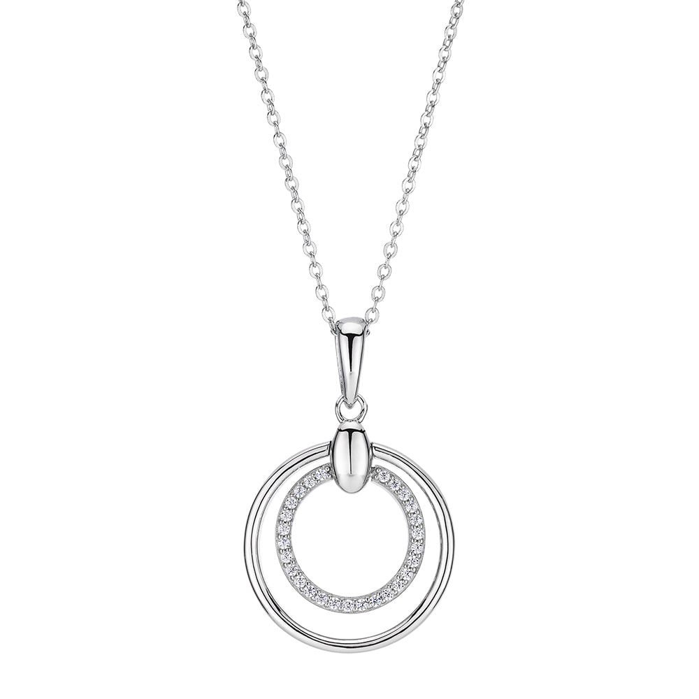Round Brilliant diamond simulant necklace in sterling silver