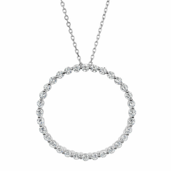Round Brilliant necklace with 1.2 carats* of diamond simulants in sterling silver