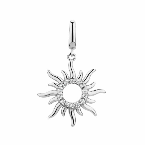 Round Brilliant charm pendant with 0.21 carats* of diamond simulants in sterling silver