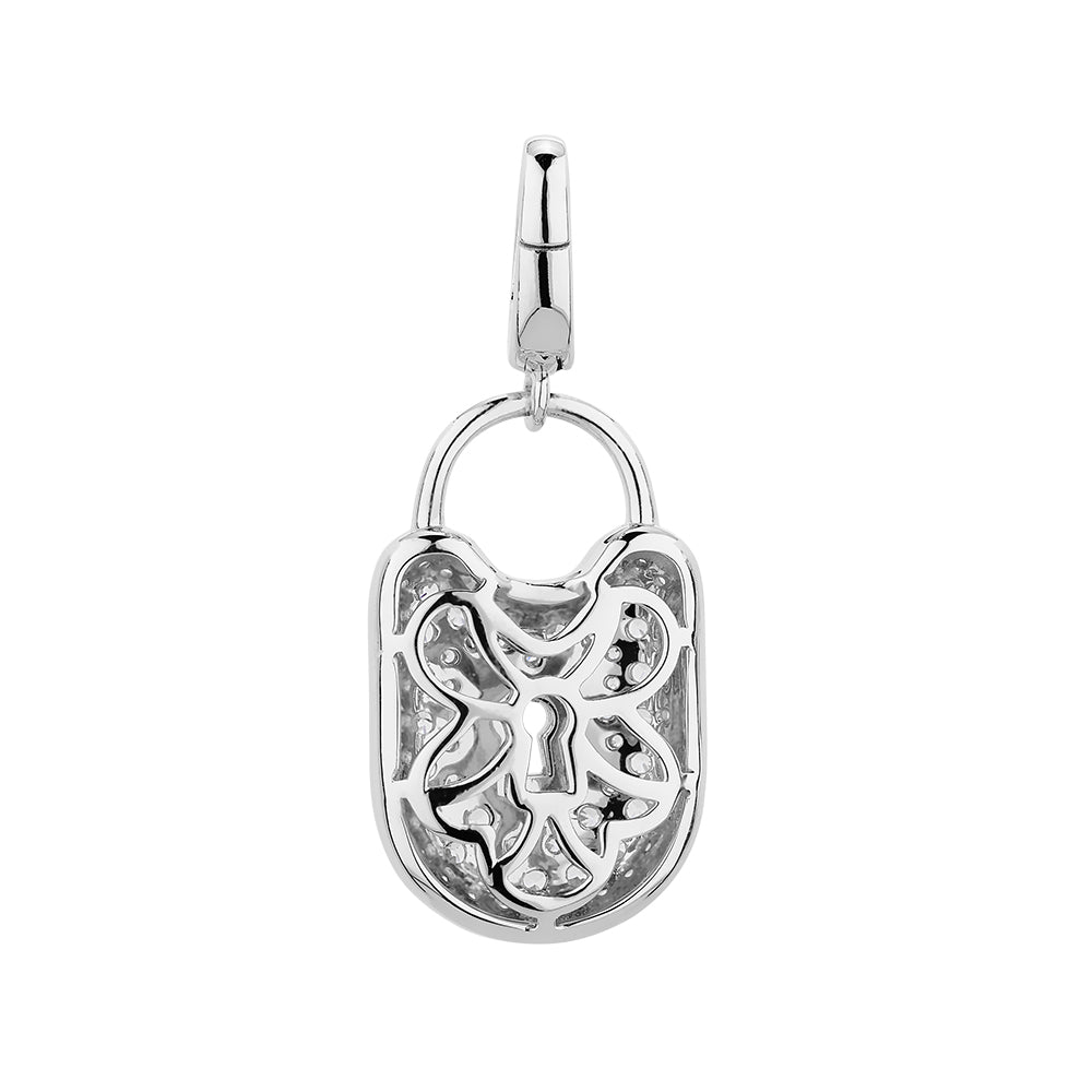 Round Brilliant charm pendant with 0.72 carats* of diamond simulants in sterling silver - Image 3
