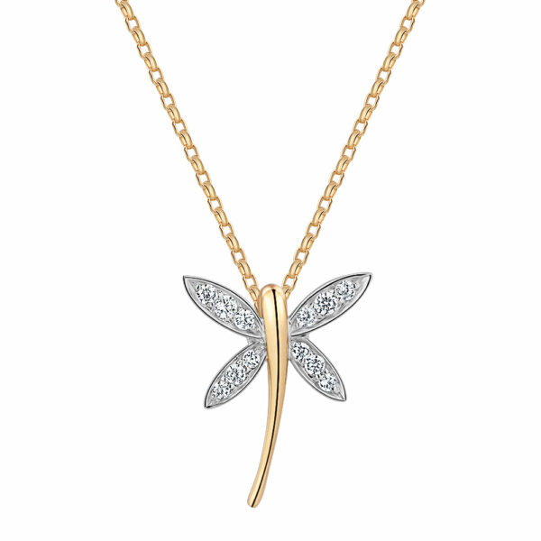 Fancy pendant in 10 carat yellow and white gold