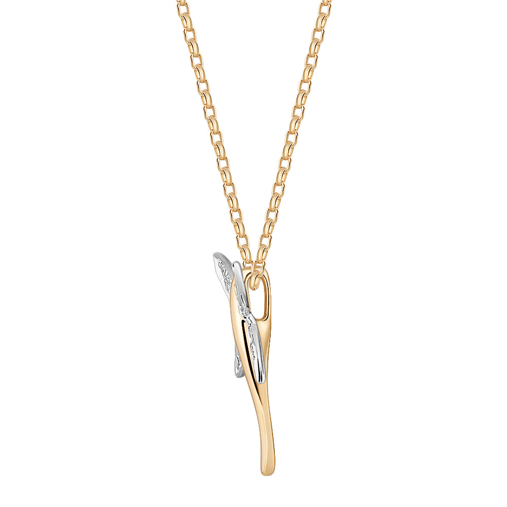 Fancy pendant in 10 carat yellow and white gold - Image 2