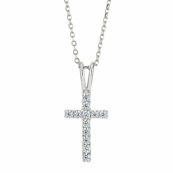 Cross pendant in 10 carat white gold