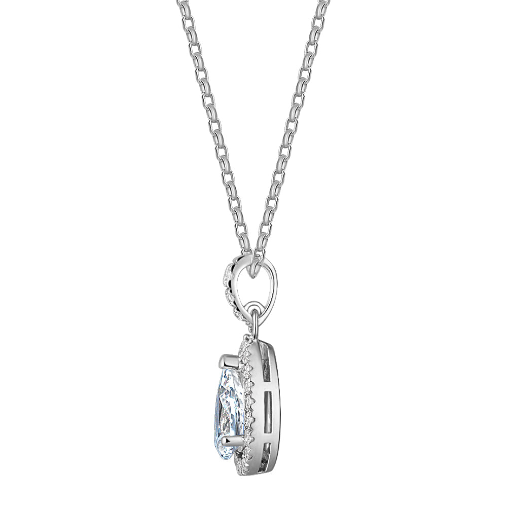 Halo pendant with 0.98 carats* of diamond simulants in 10 carat white gold - Image 2