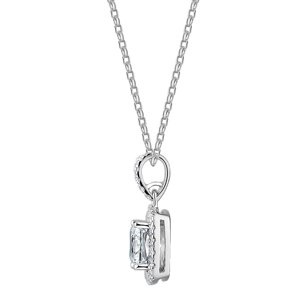 Halo pendant with 1.85 carats* of diamond simulants in 10 carat white gold - Image 2