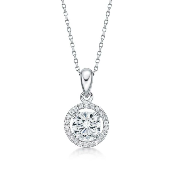 Halo pendant with 1.16 carats* of diamond simulants in 10 carat white gold